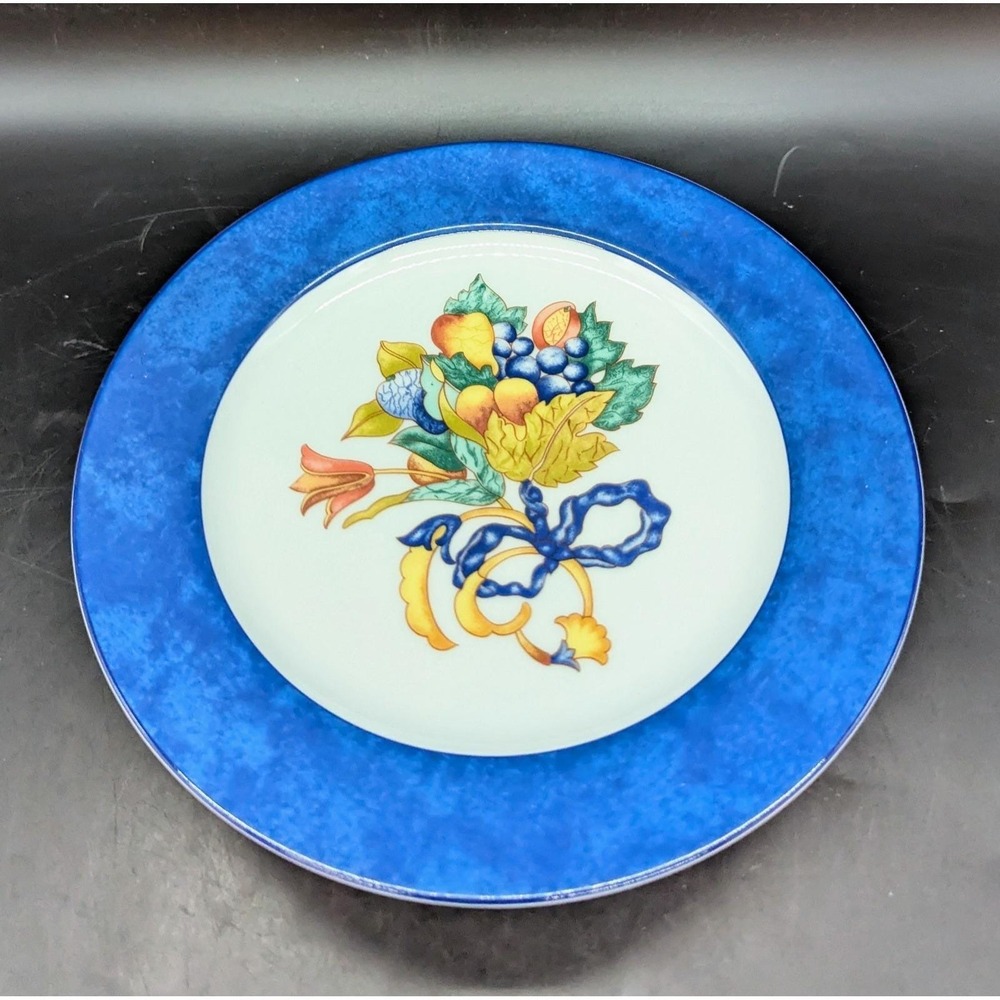 Set/4 Vintage Berardaud Limoges Borghese Blue Salad Dessert Plate 8.25"